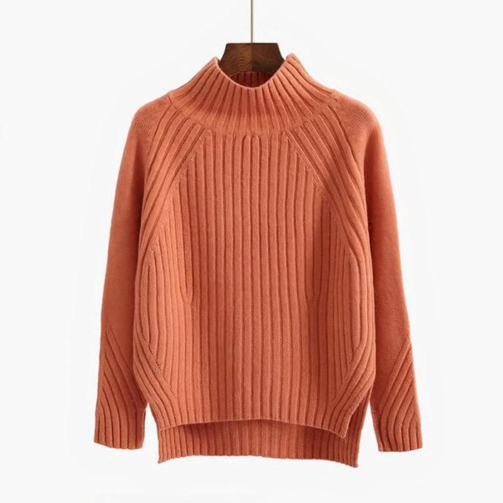 Ulla | Stilfuld Ribbet Rullekrave Sweater