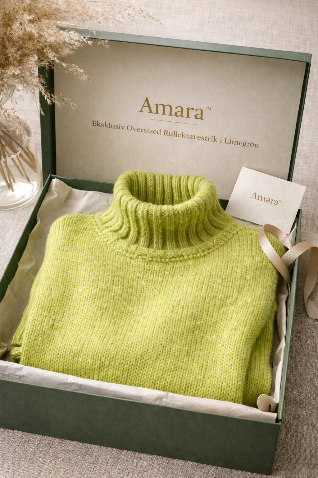 Amara™ | Oversized Rullekrave i Limegrøn