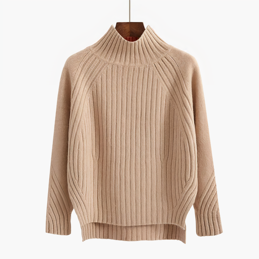 Ulla | Stilfuld Ribbet Rullekrave Sweater