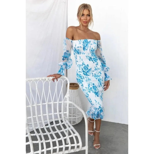 Claire Off-shoulder Mønstret Tubekjole