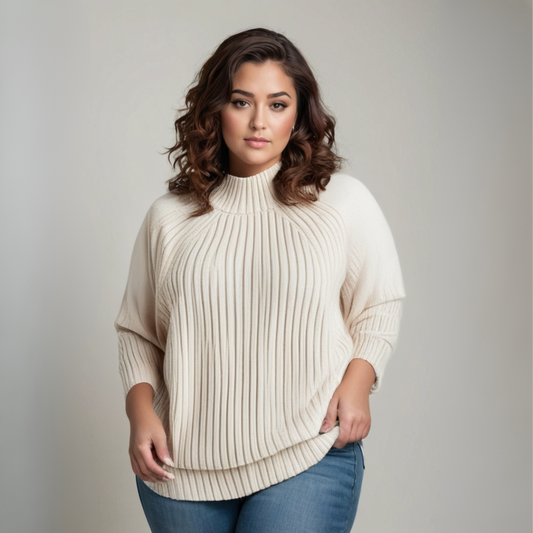 Ulla | Stilfuld Ribbet Rullekrave Sweater