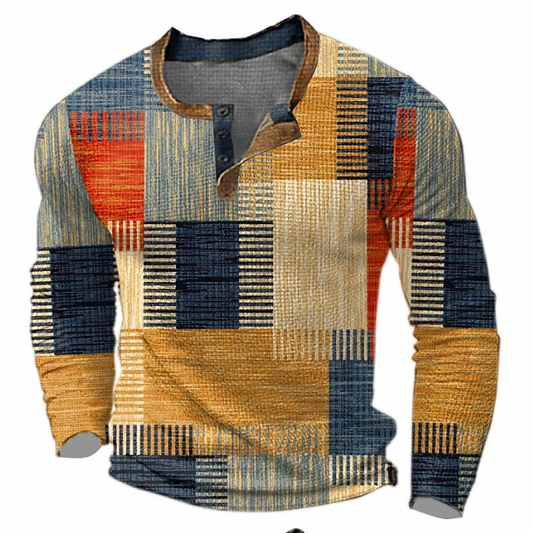 Theo | Stilfuld Henley-skjorte med geometrisk mønster