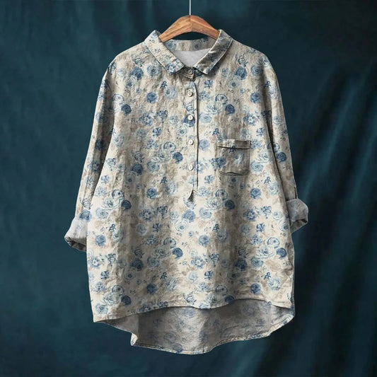 Liesa | Vintage Blomstret Skjorte med Knapper