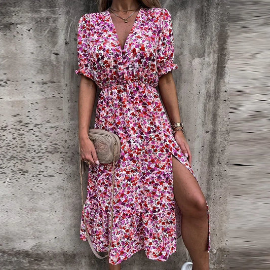 Katrine | Kvinders Sommer Blomstret Elegant Festkjole